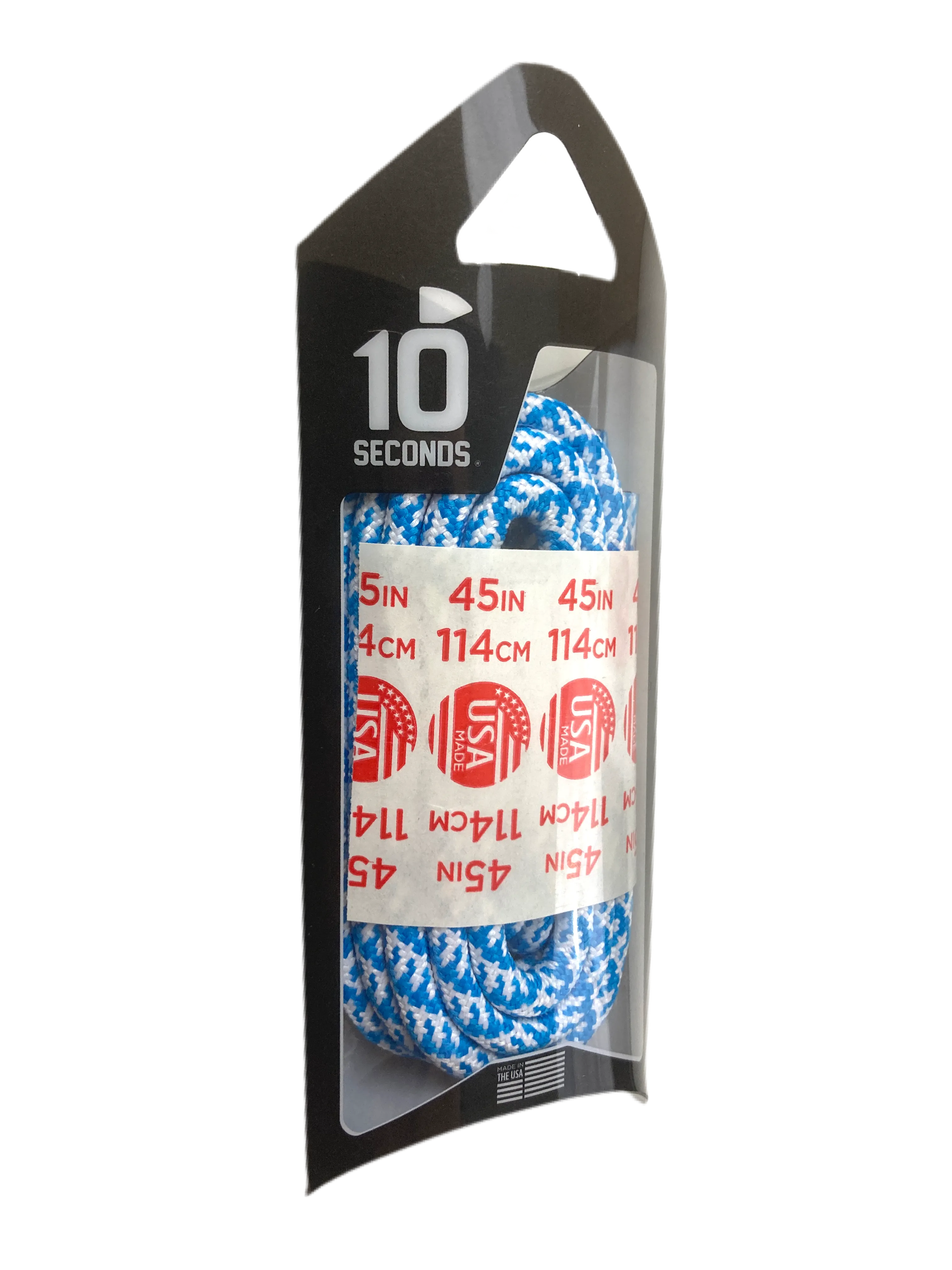 10 Seconds ® Athletic Jumbo Round Laces | Neon Blue/White Houndstooth