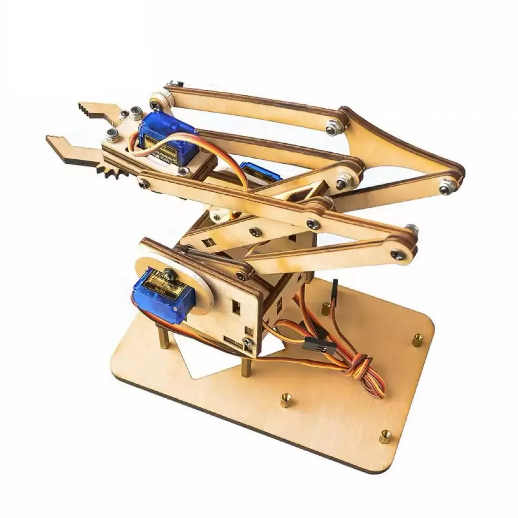 4 DOF Wood Robotic Mechanical Arm SG90 MG90S Servo4 DOF Wood Robotic Mechanical Arm with SG90/MG90S Servo