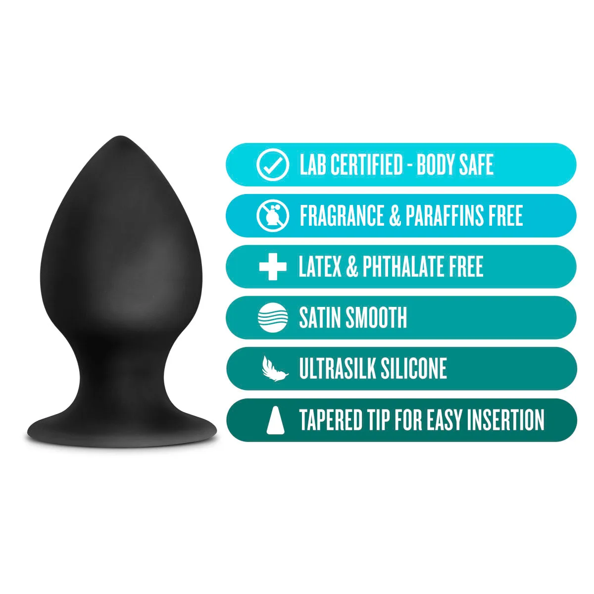 Anal Adventures Platinum By Blush® | Stout Black 3-Inch Anal Plug With Suction Cup Base