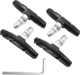 Bike Brake Pads Set, Qidoe 4PCS Road Mountain Bicycle V-Brake Blocks Shoes with Hex Nut and Shims, Universal Bicycle Brakes Pads for Front and Back Wheel, No Noise No Skid-70mm