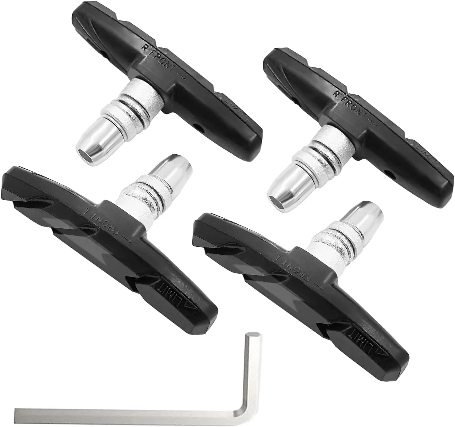 Bike Brake Pads Set, Qidoe 4PCS Road Mountain Bicycle V-Brake Blocks Shoes with Hex Nut and Shims, Universal Bicycle Brakes Pads for Front and Back Wheel, No Noise No Skid-70mm