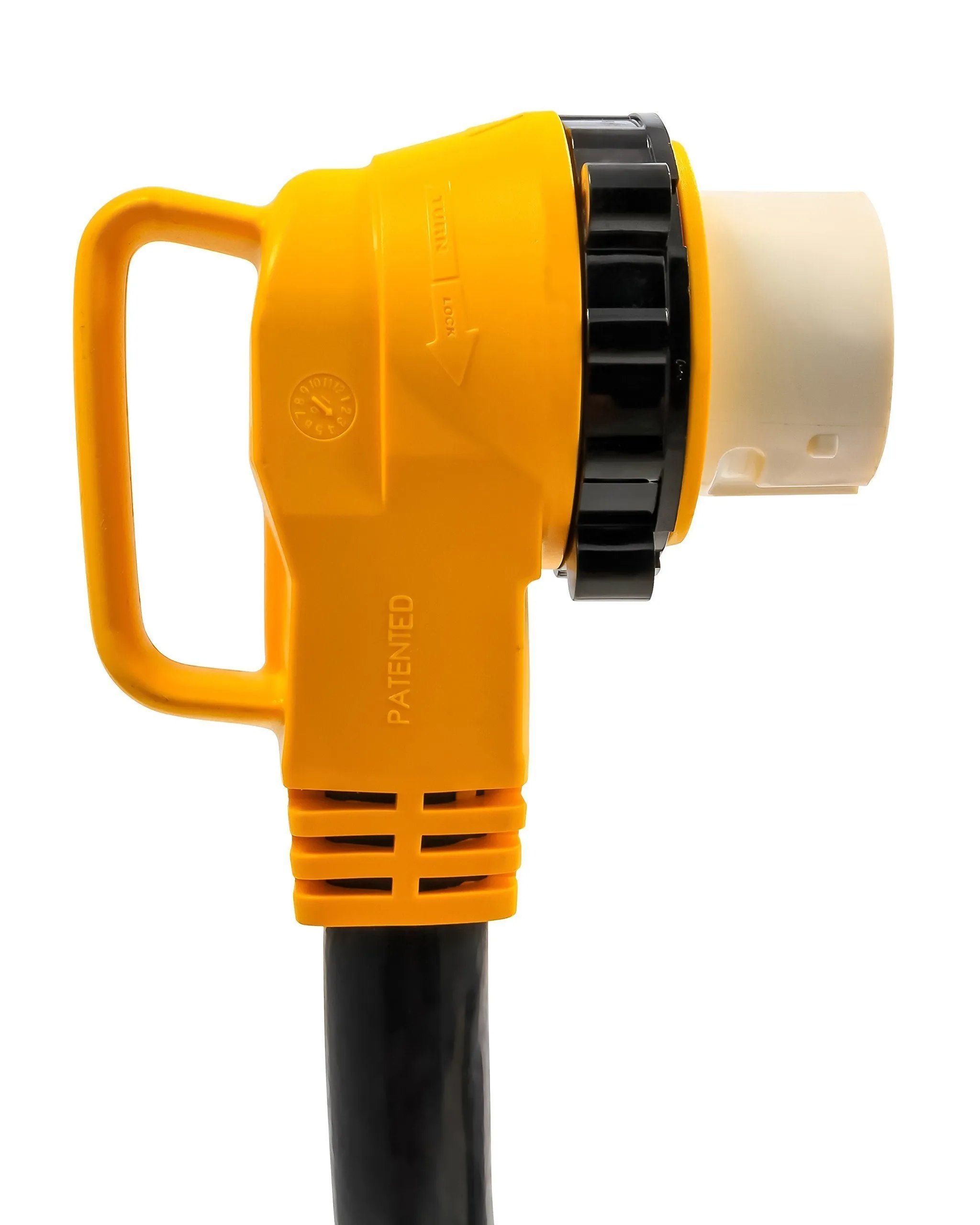 Camco 25 Foot Extension Cord - 50 Amp Standard Male to 50 Amp 90 Degree Female Locking Adapter (55574)