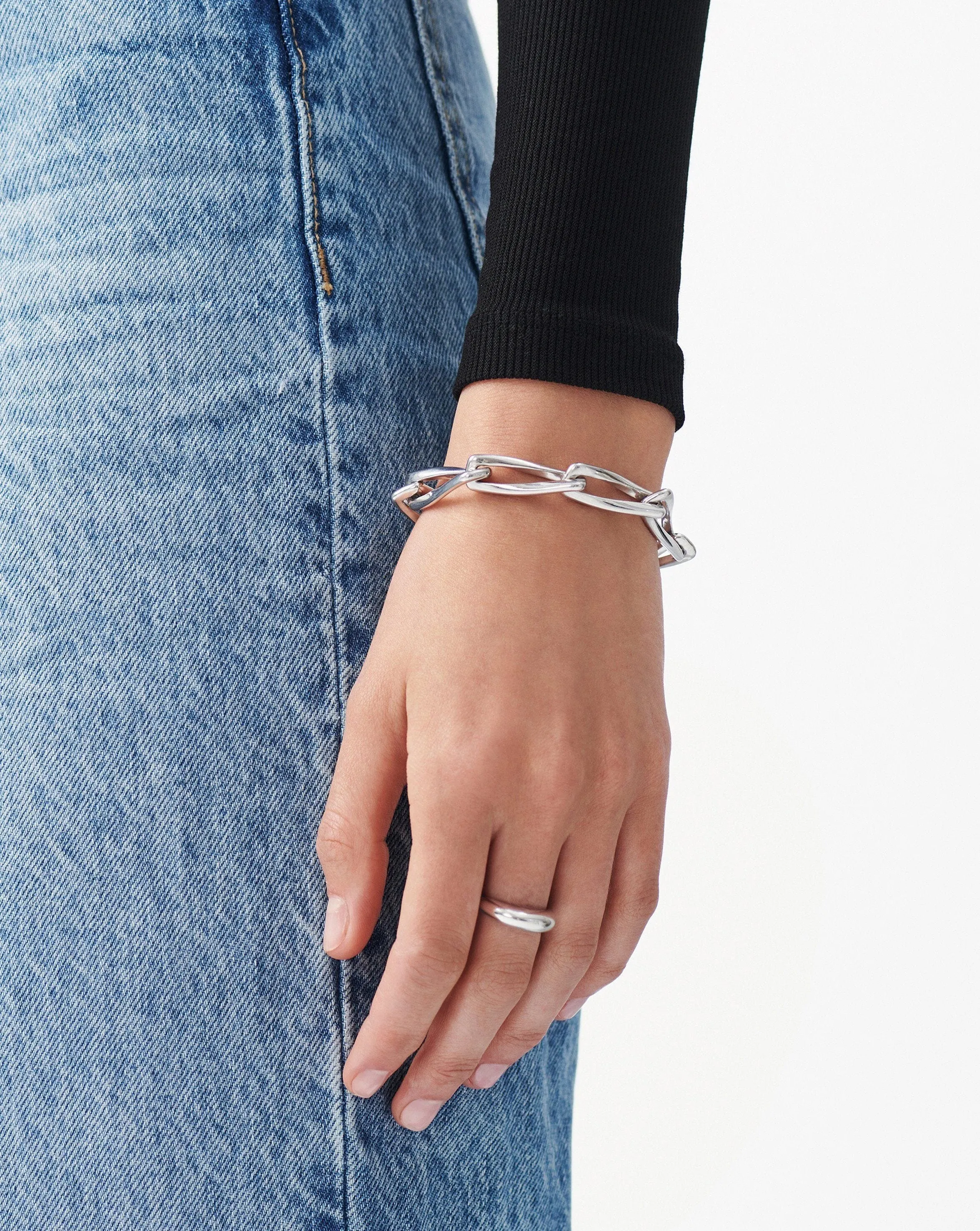 Chunky Twisted Link Chain Bracelet | Silver Plated