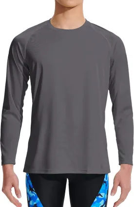 DEVOROPA Boy's UPF 50  Long Sleeve Rash Guard Swim Shirt Quick Dry Lightweight Swimsuit Youth SPF Fishing Hiking Sun Shirts
