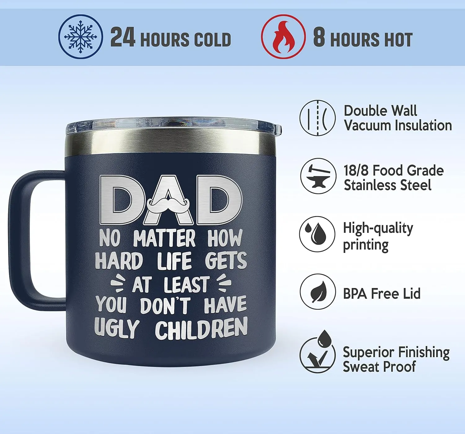 Gifts for Dad from Daughter, Son - Father's Day Gifts for Dad, Men - Dads Birthday Gift Ideas, Happy Birthday gifts for Dads, Fathers - Best Dad Ever Gift, Funny dad Mug, 14 Oz Coffee Mug for dad