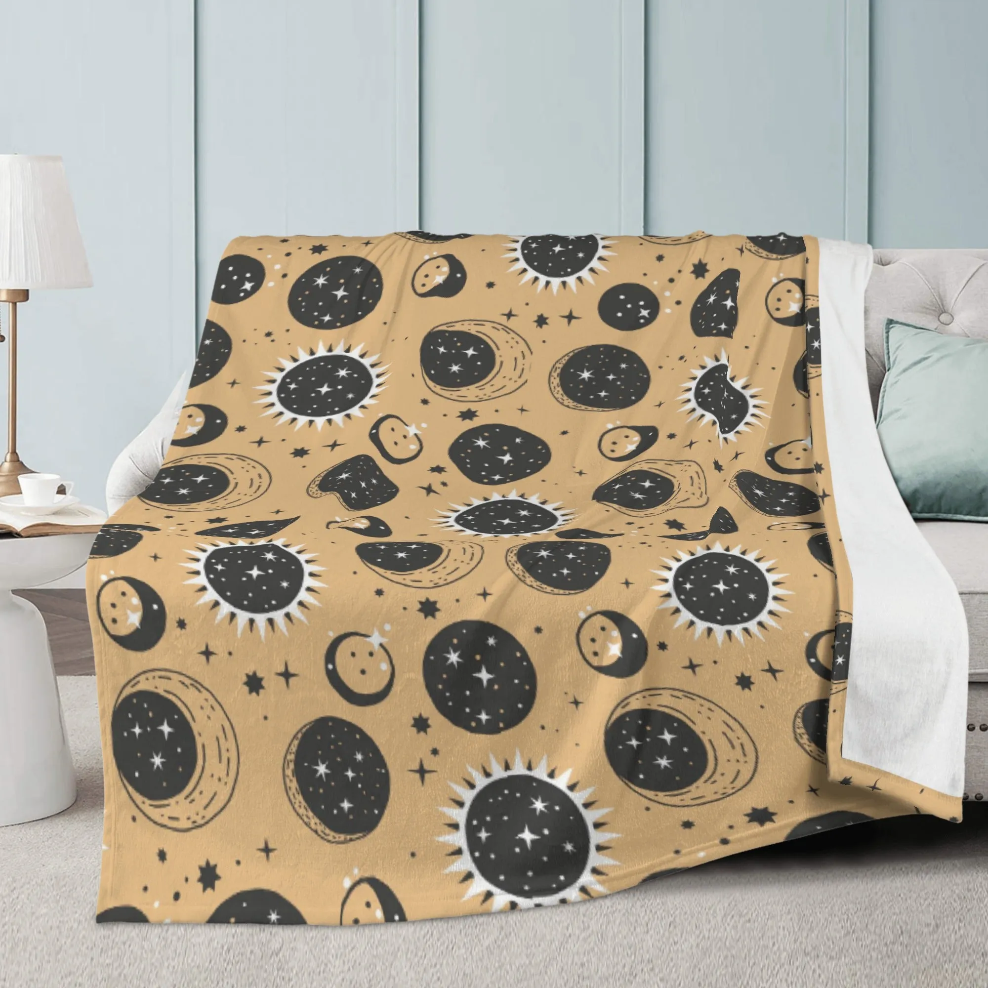 Gothic Boho Dark Academia Plush Fleece Blankets | Stars and Constellation Celestial Home decor