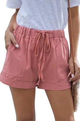 HVEPUO Women Casual Summer Shorts Elastic High Waisted Short Pants with Pockets
