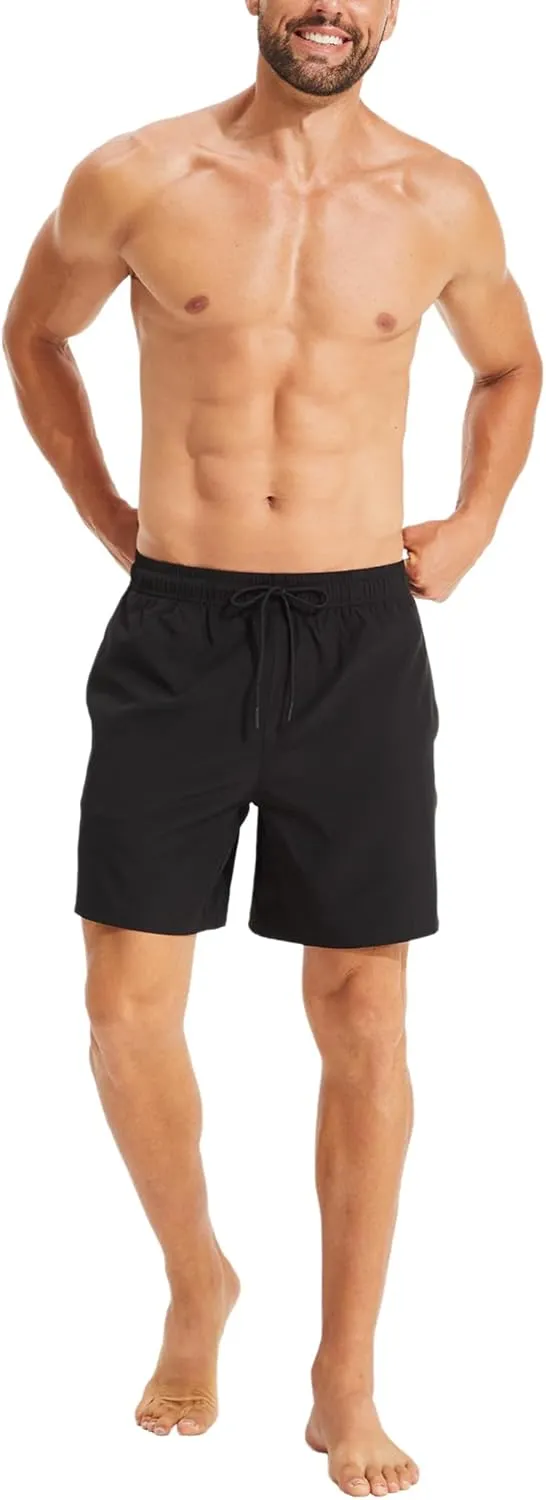 KAIUA SURF Mens Swim Trunks with Compression Liner 7 Inch Inseam Quick Dry Mens Swimming Shorts Bathing Suit