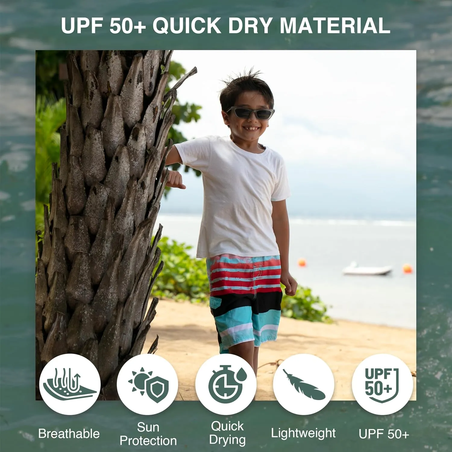 Kanu Surf Boys' Reflection Quick Dry UPF 50  Beach Swim Trunk