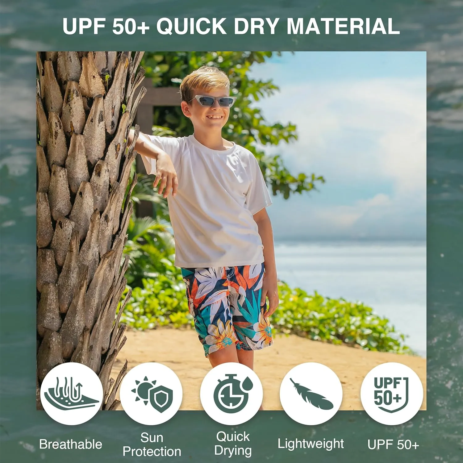 Kanu Surf Boys' Reflection Quick Dry UPF 50  Beach Swim Trunk