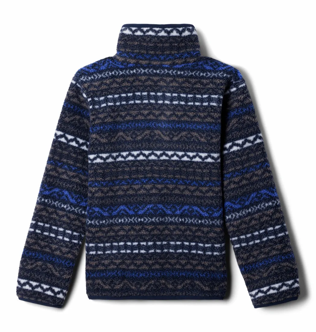 KID'S UNISEX HELVETIA II PRINTED HALF SNAP FLEECE - COLUMBIA GREY MADRAS, MOUNTAIN BLUE (AGES 4 - 8)
