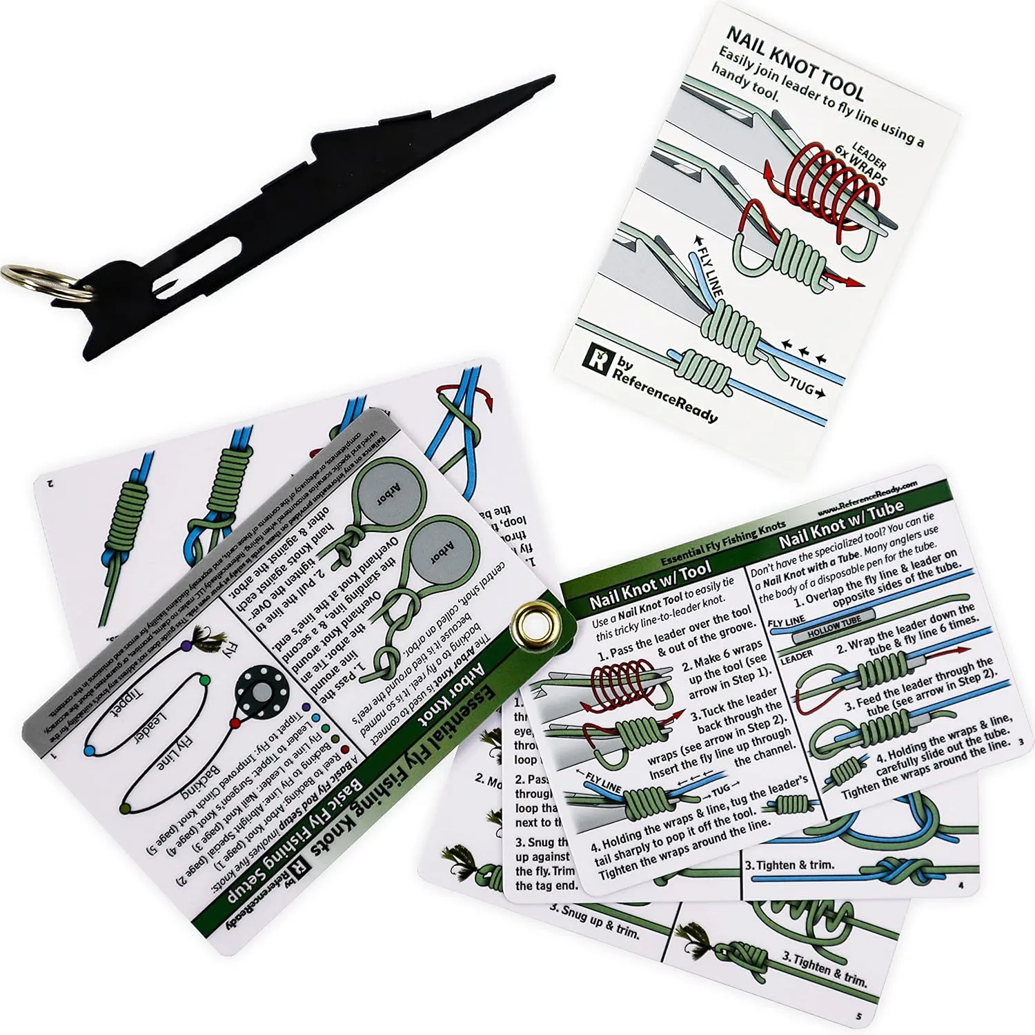 Nail Knot Tool Combo - Fly Fishing Knot Cards, Nail Knot Tying Tool, and Fly Box Sticker