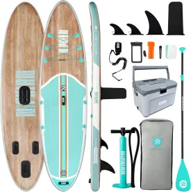 Niphean Inflatable Stand Up Paddle Board with Stabiltrac Fin Design and SUP Accessories and 4-Layer Insulated Paddle Board Cooler Box
