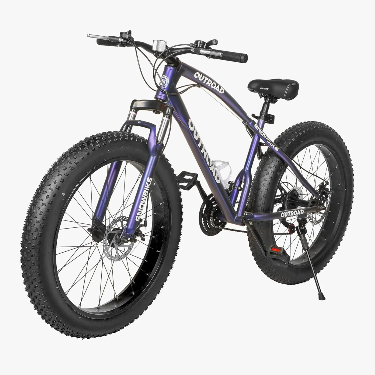 Outroad Fat Tire Mountain Bike with 26 inch Wheels, 21 Speed with High Carbon Steel Frame, Double Disc Brake and Front Suspension Anti-Slip Bikes