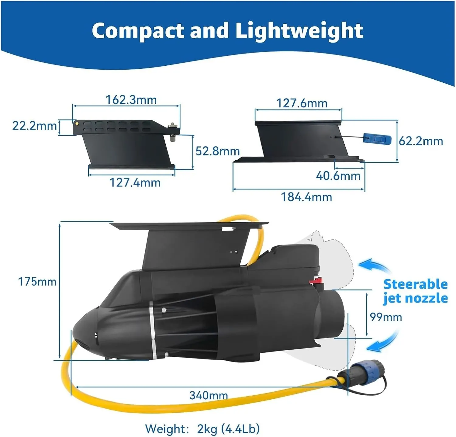 Power Fin Electric Brushless Motor Inflatable Boat Propeller Underwater Thruster for Sup Paddle Board Inflatable Fishing Kayak for Inflatable,Paddle Boards,Fishing Boats