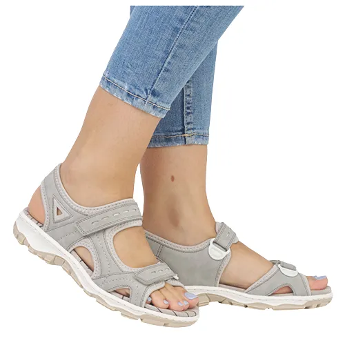 Rieker Ladies Trekking  Sandals - 68866 -Beige/Grey