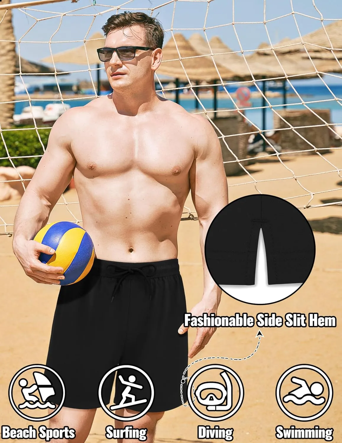 Sarfel Mens Swim Trunks 5 Inch Mens Bathing Suit with Compression Liner Men's Board Shorts Men's Swimwear Quick Dry Swimsuit