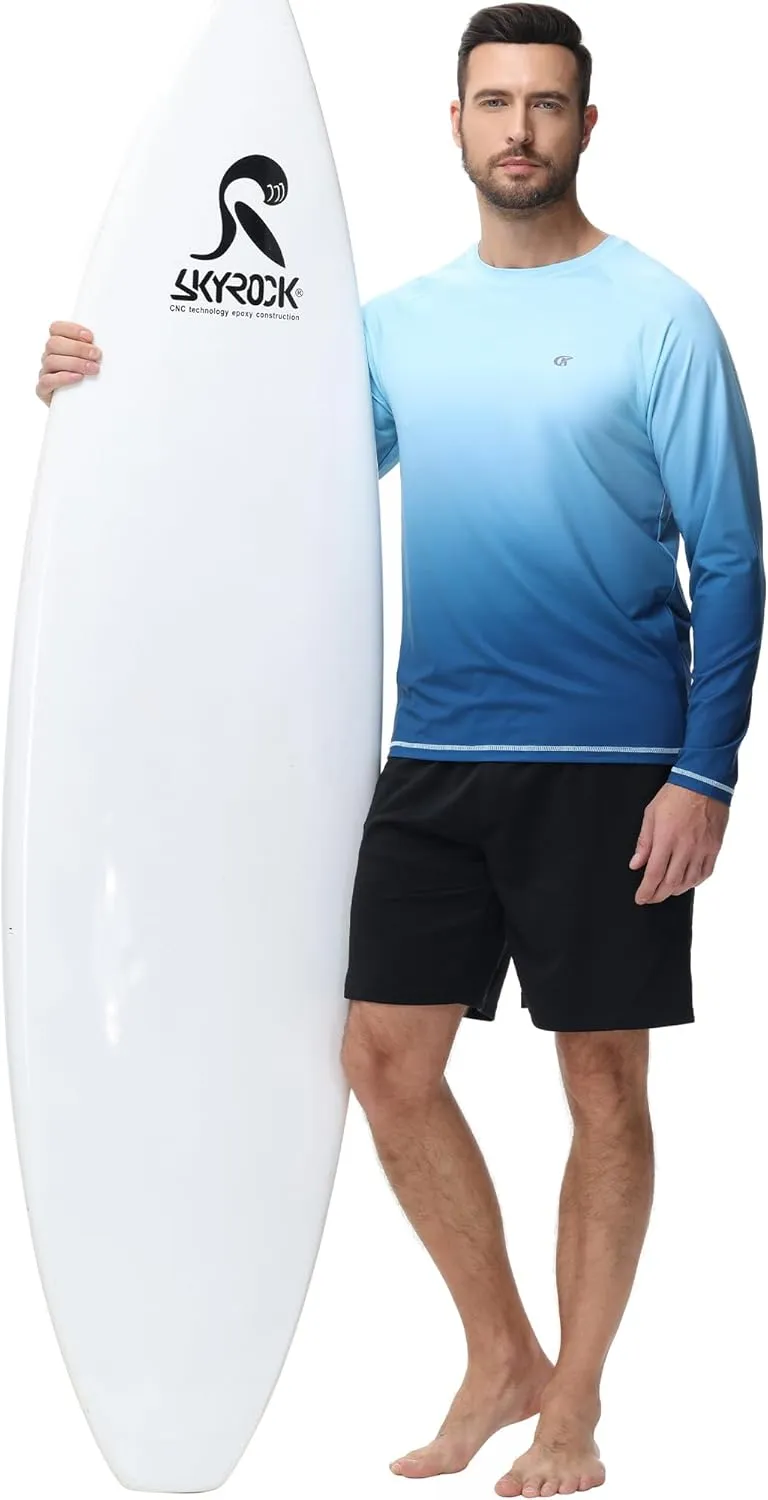 Satankud Men's UPF 50  Rash Guard Swim Shirts Short/Long Sleeve Sun Protection Summer Beach Hawaiian T-Shirt