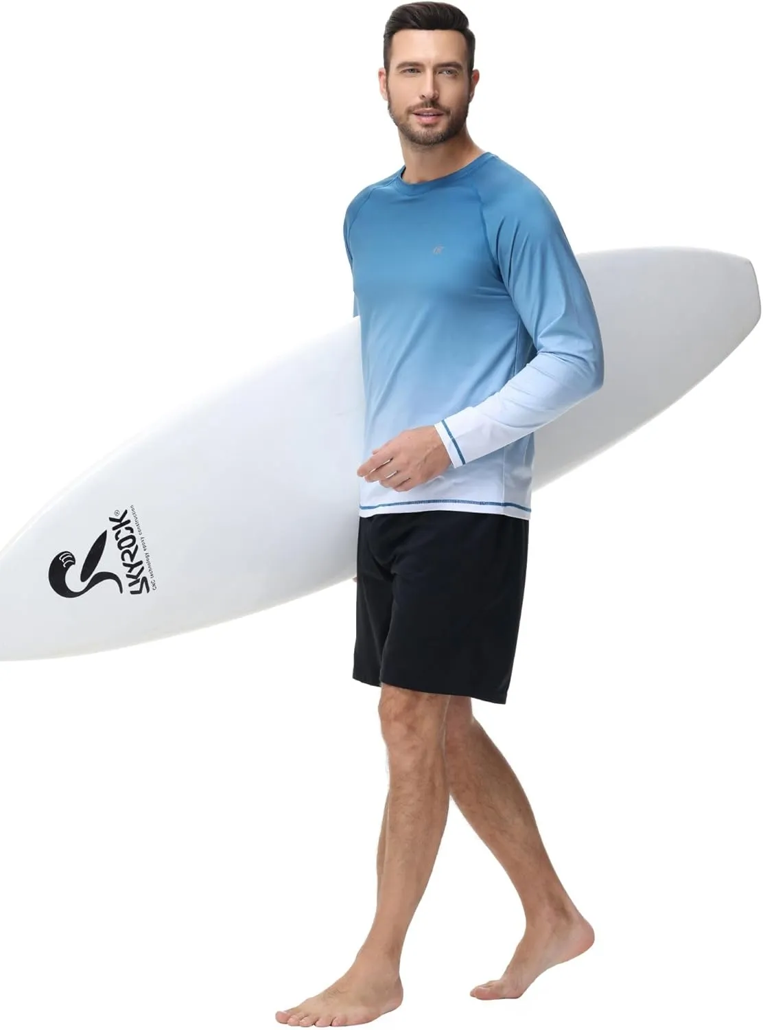 Satankud Men's UPF 50  Rash Guard Swim Shirts Short/Long Sleeve Sun Protection Summer Beach Hawaiian T-Shirt