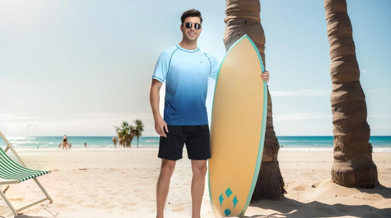 Satankud Men's UPF 50  Rash Guard Swim Shirts Short/Long Sleeve Sun Protection Summer Beach Hawaiian T-Shirt