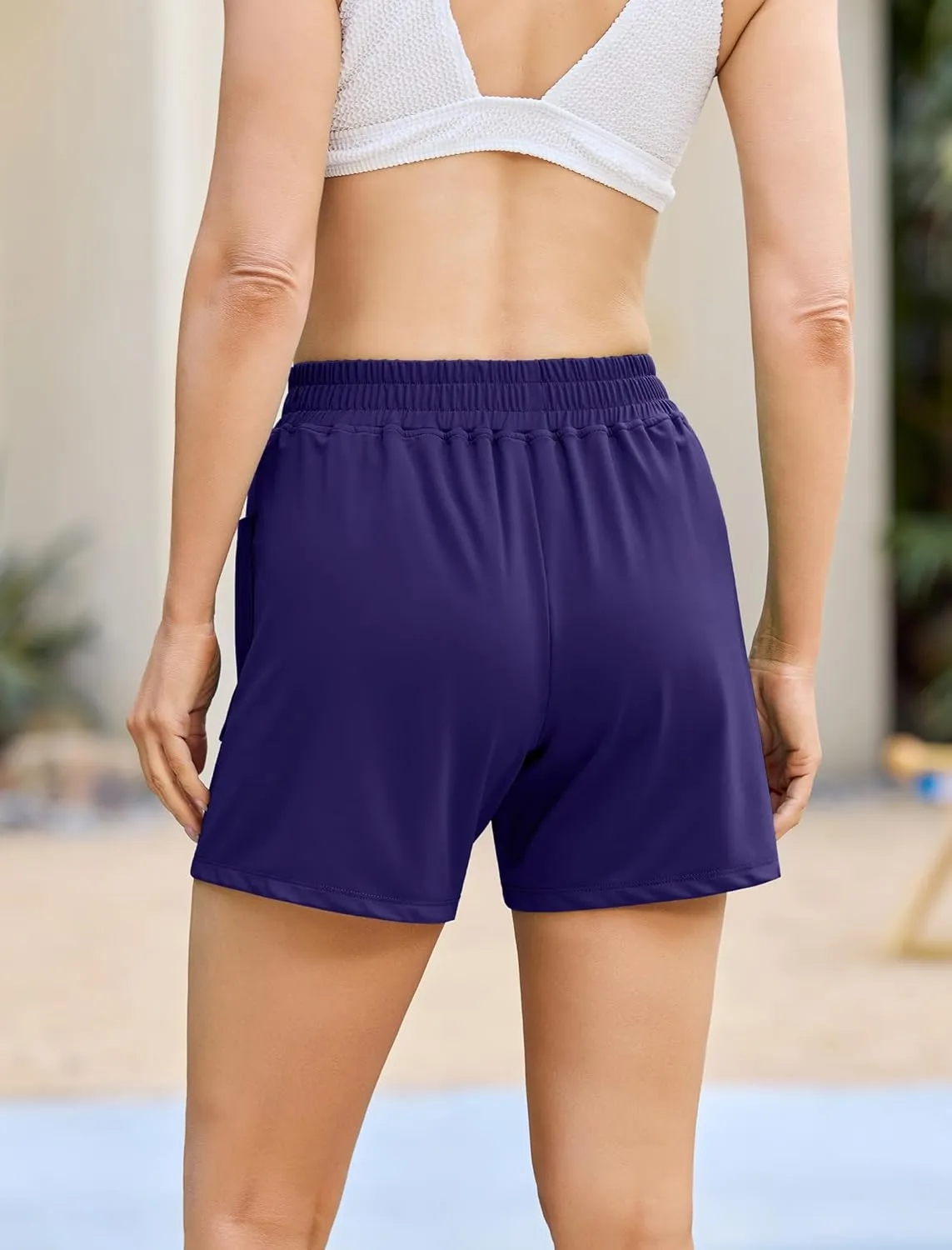SILKWORLD Women's 5" Swim Board Shorts Quick Dry Elastic Beach Swimming Shorts for Women with Liner Pockets