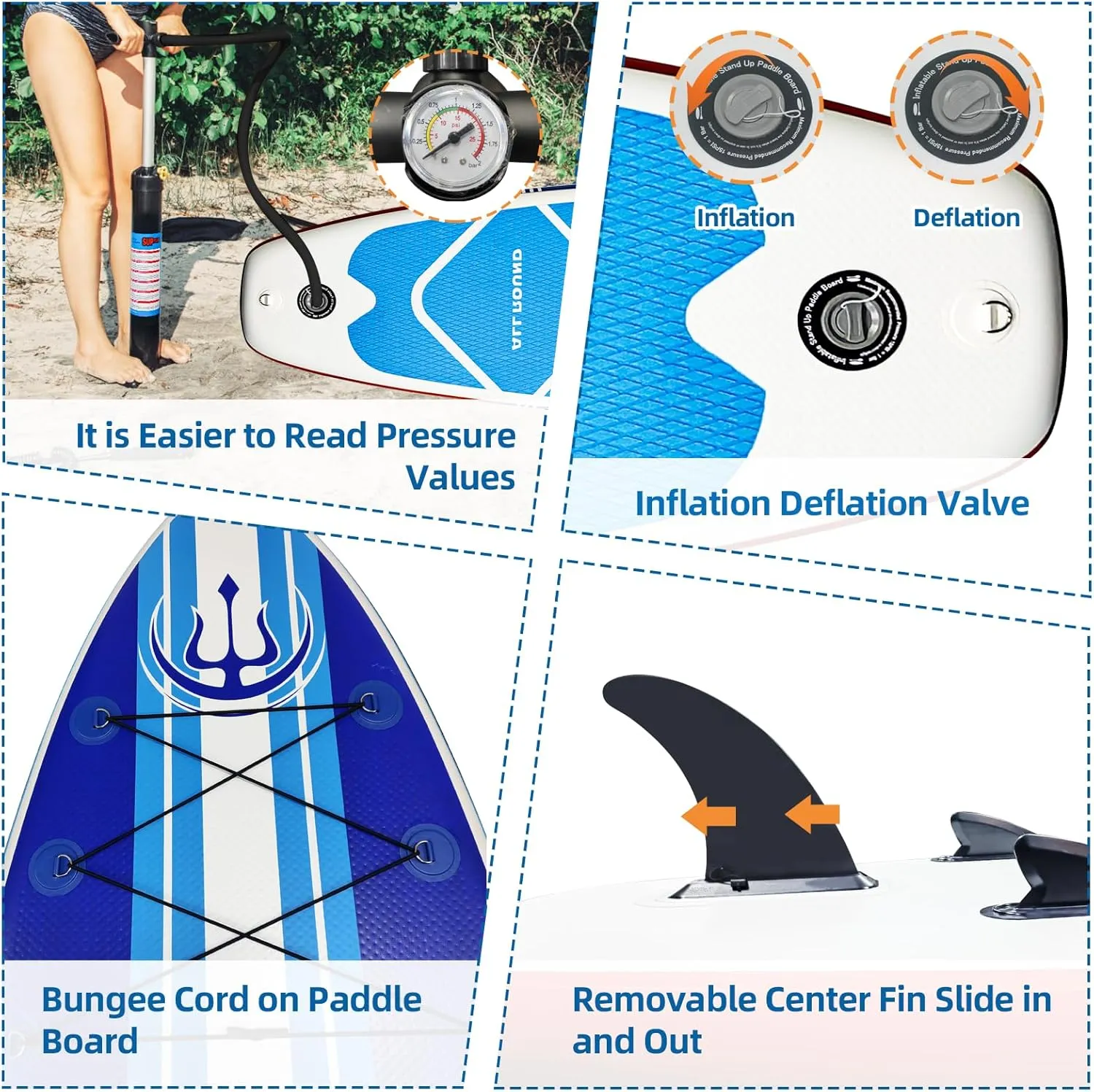 Stand Up Paddle Board, 10'6"33"6" Extra Wide Inflatable Stand Up Paddle Board with Adjustable Paddle,Backpack,Waterproof Phone Bag,Leash,and Hand Pump,Repair Kit for Youth & Adult