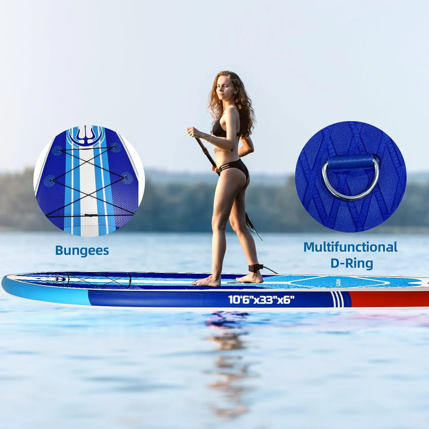 Stand Up Paddle Board, 10'6"33"6" Extra Wide Inflatable Stand Up Paddle Board with Adjustable Paddle,Backpack,Waterproof Phone Bag,Leash,and Hand Pump,Repair Kit for Youth & Adult