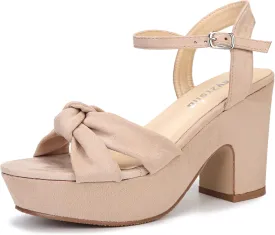 syztsho Women's Platform Heels Ankle Strap Sandals Peep Toe Suede Wedges Sandal Fashion Wedding Sexy Dress Block Chunky High Heel Pumps