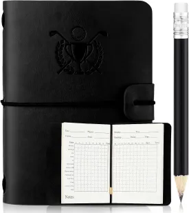 Yexiya Golf Scorecard Book with Pencil Leather Golf Journal Notebook Log Book Pocket ScoreBook Gifts for Men Golfers, Sports and Outdoor Club Accessories