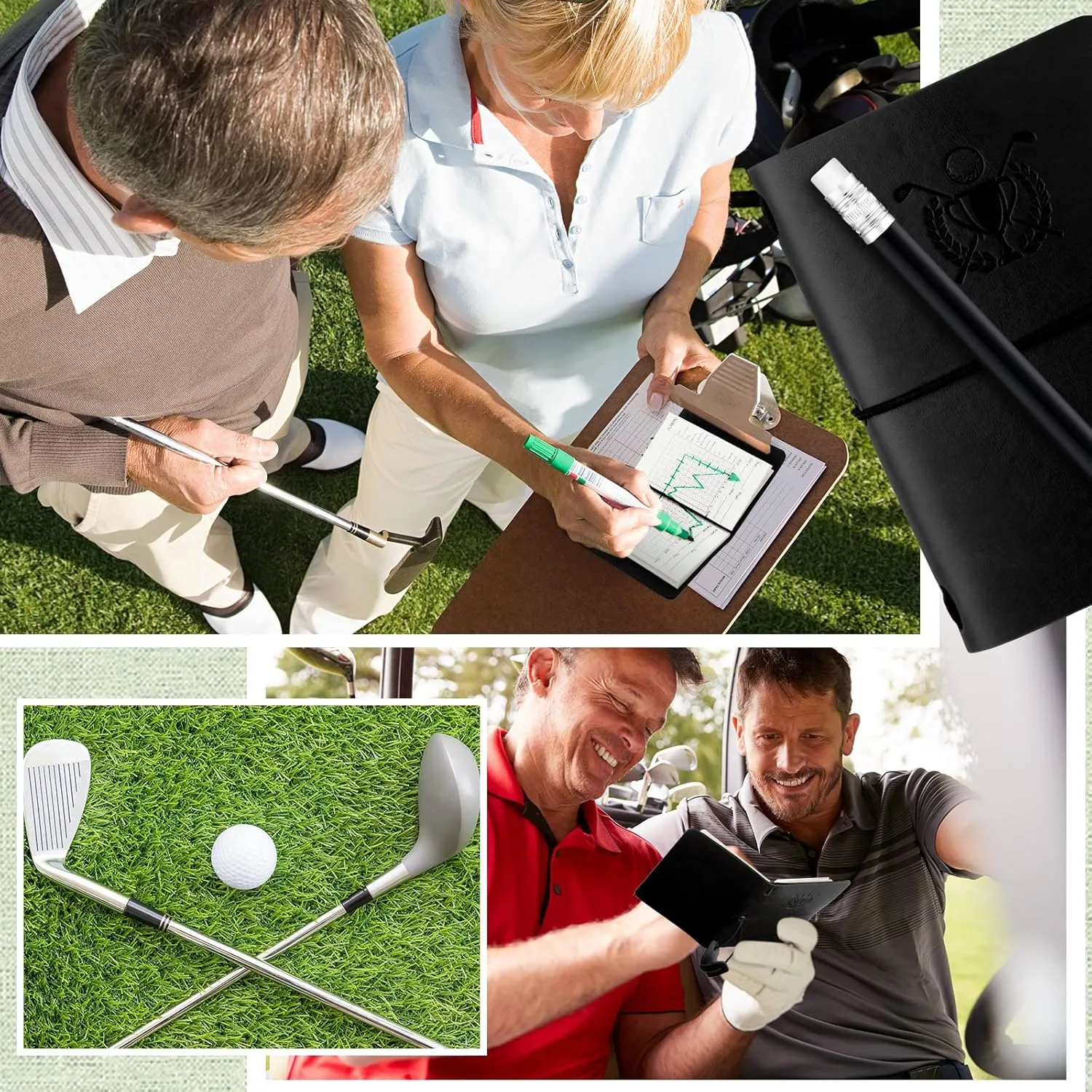 Yexiya Golf Scorecard Book with Pencil Leather Golf Journal Notebook Log Book Pocket ScoreBook Gifts for Men Golfers, Sports and Outdoor Club Accessories