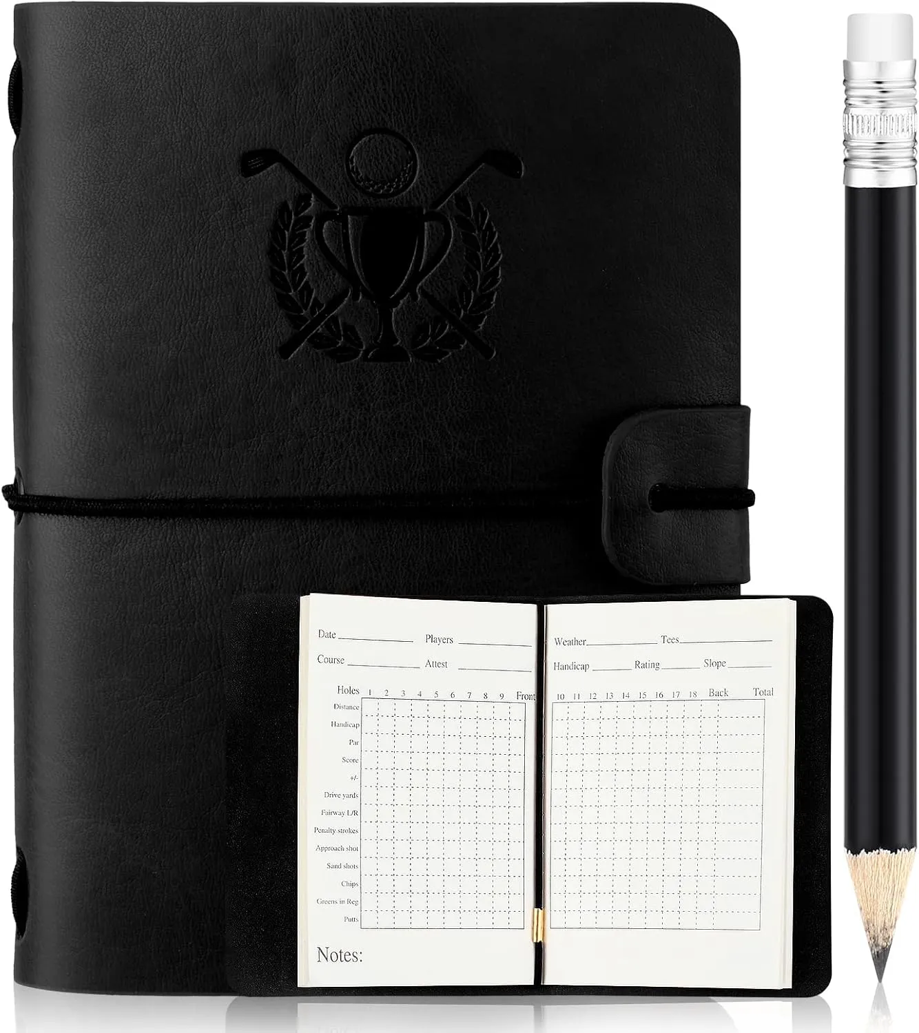 Yexiya Golf Scorecard Book with Pencil Leather Golf Journal Notebook Log Book Pocket ScoreBook Gifts for Men Golfers, Sports and Outdoor Club Accessories