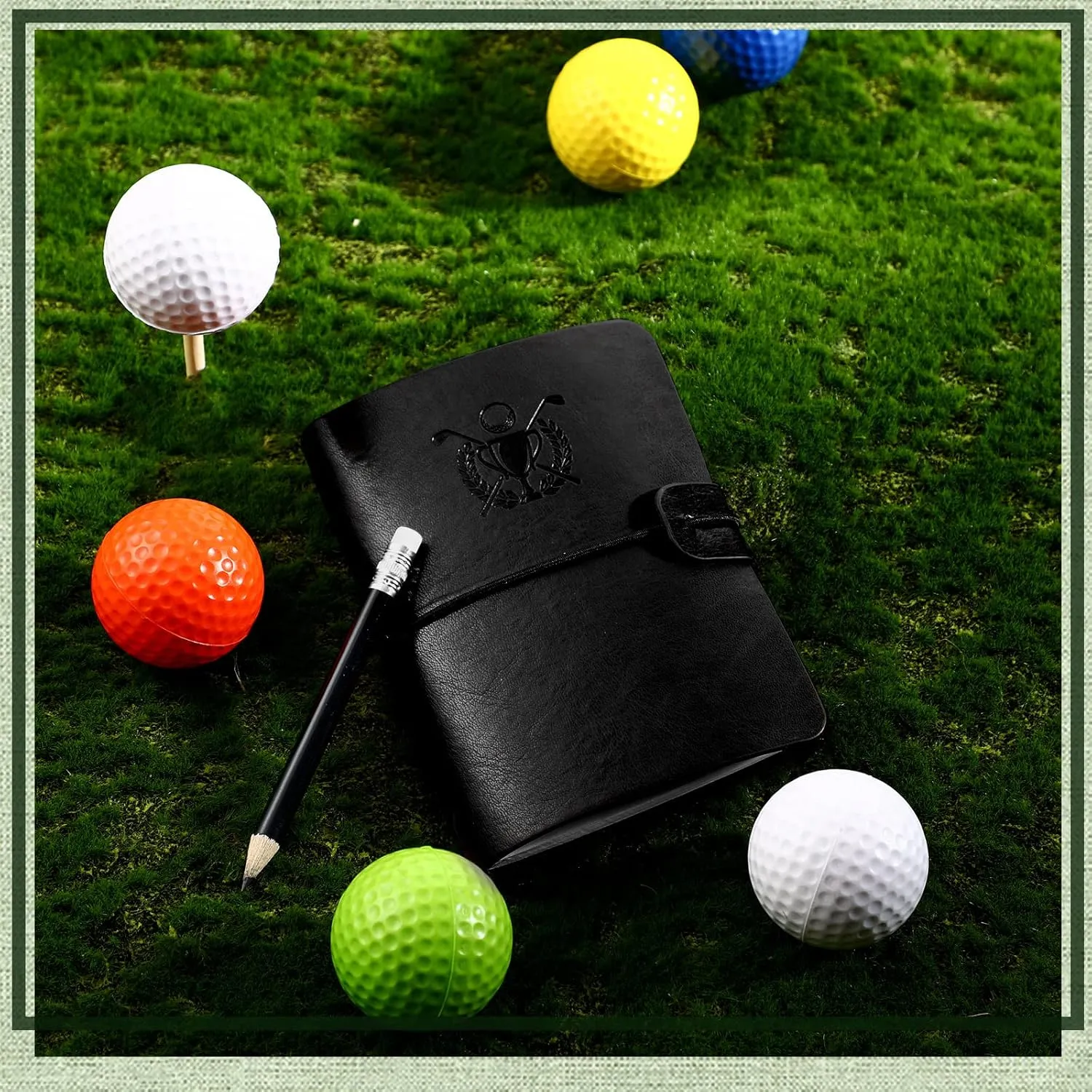 Yexiya Golf Scorecard Book with Pencil Leather Golf Journal Notebook Log Book Pocket ScoreBook Gifts for Men Golfers, Sports and Outdoor Club Accessories